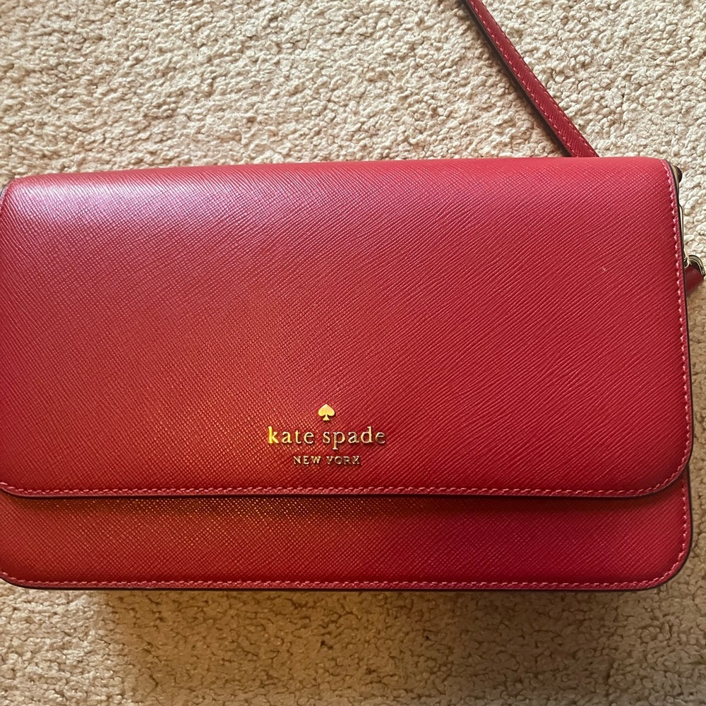 Authentic red leather Kate Spade crossbody bag